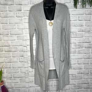 Iz Byer Heather Gray Long Cardigan Sweater Jacket Size Small